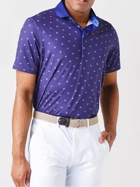 Greyson Men’s Purple Royalty printed Polo Contrast Collar eclipse UVA UVB